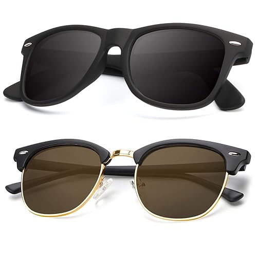 KALIYADI Polarized Sunglasses for Men and Women Semi-Rimless Frame Driving Sun glasses UV Blocking