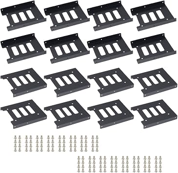 16Pcs 2.5" to 3.5" SSD HDD Hard Disk Drive Bays Holder Metal Mounting Bracket Adapter with Screws for PC