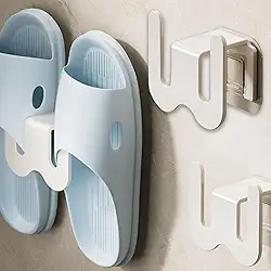 Sapateira de parede sem perfuração, organizador de chinelos adesivo para banheiro ou quarto, suporte de sapato que economiza espaço, branco