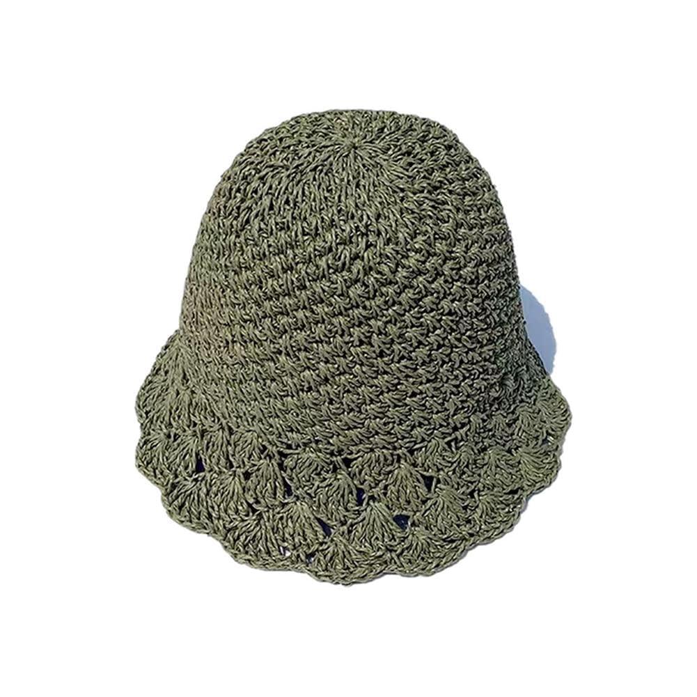 Verano Mujer Vacaciones Sombrero de Paja señora Visera Gorra Cubo Playa al Aire Libre Chica (grn Mcode)