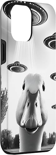 Miniatura 3 de iPhone 13 Pro Max Funny Duck Goose Selfie Con UFO Alien Abduction Cute Duck Case