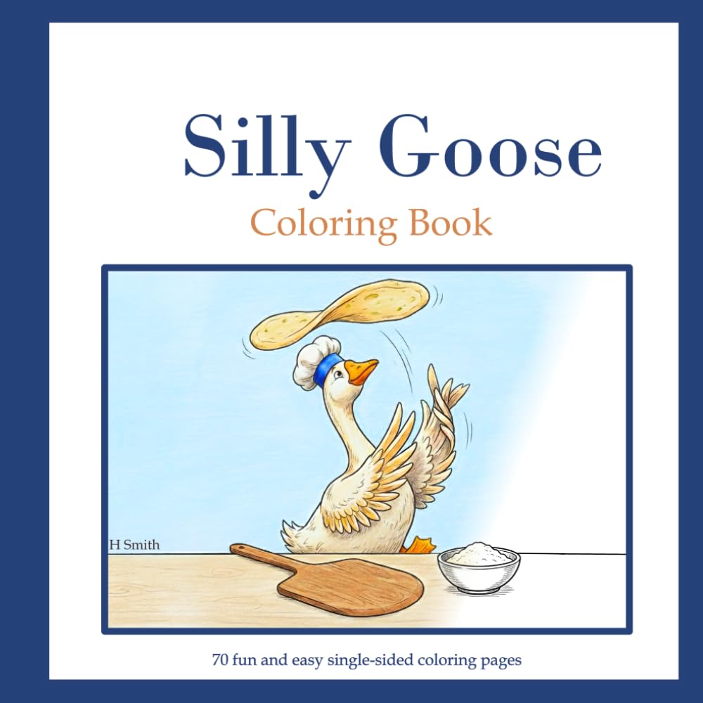 The Silly Goose Society: A Whimsical Coloring Book: 70 Unique Illustrations in a Vintage Linework Style for Adults and Teens | A Funny & Relaxing Animal Coloring Adventure