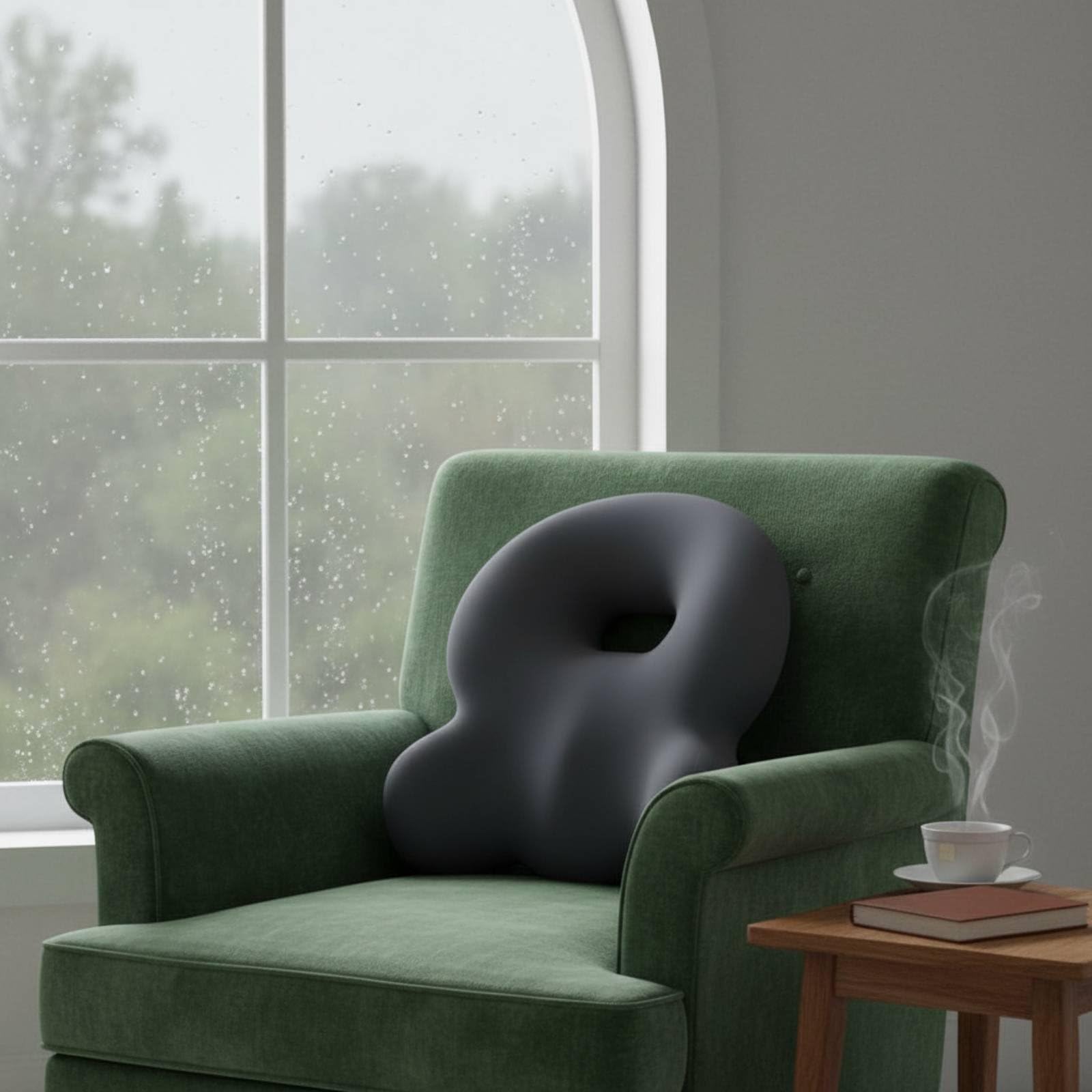 Cojín Lumbar Ergonómico Almohada de Respaldo Soporte de Espalda Cojín de Silla Que Mantiene la Forma Durante Todo el Día Adecuado para Oficina Conducción Estudio Viaje, Gris+Verde