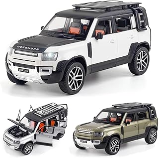 نموذج سيارة معدني حصري قابل للسحب للخلف من فيكسا، نموذج سيارة مصبوب، لعبة سيارة صغيرة للاطفال مع صوت وضوء، اصدار جديد؟ (سيارة ديفندر - متعددة الالوان)