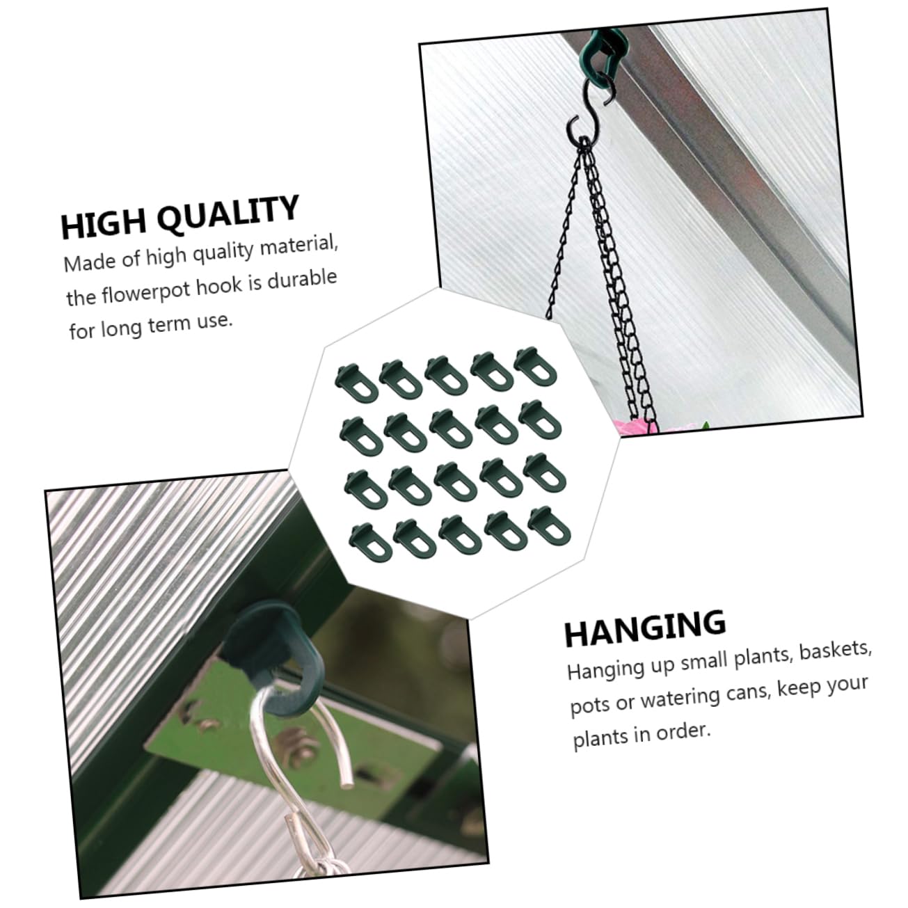 HEMOTON 3 Ensembles Crochet pour Pot De Fleurs Suspendu Cintres De Support De Plante Crochets De Panier Suspendu Crochets De Pot pour Suspendre Cintres À Fleurs Plastique 20 Pièces * 3