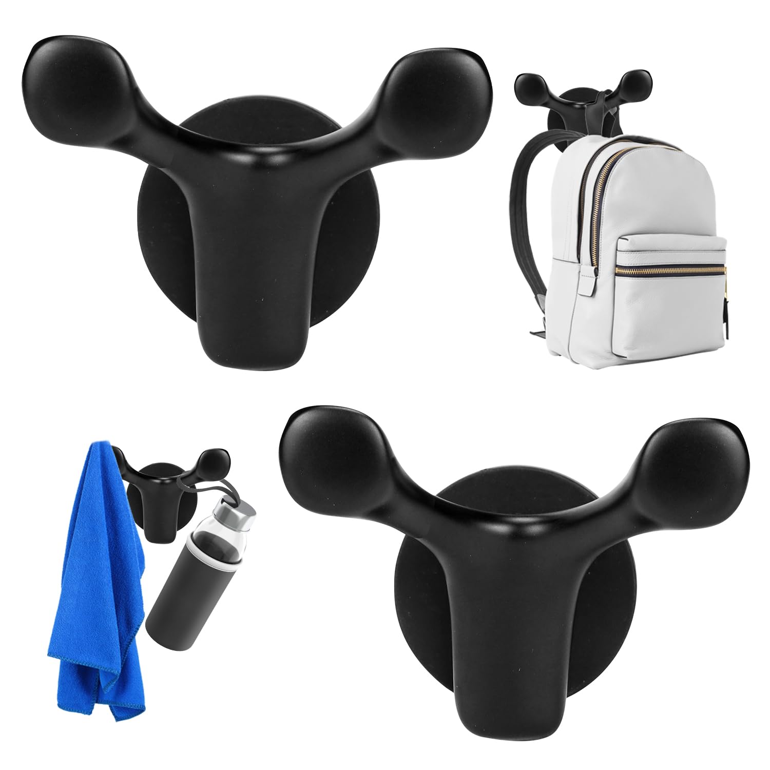 SEILETOO 2PCS Heavy Duty Magnetic Hooks Strong Magnetic Double Hooks for Metal Surface Wall, Magnetic Utility Hooks with Anti-Slip Coating for Indoor & Outdoor Hanging