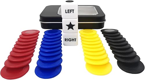 Miniatura 2 de Ahoper - Juego de dados izquierda-derecha-centro Prime Set con 3 dados + 40 fichas. Izquierda en el producto significa pasar 1 ficha a la izquierda,