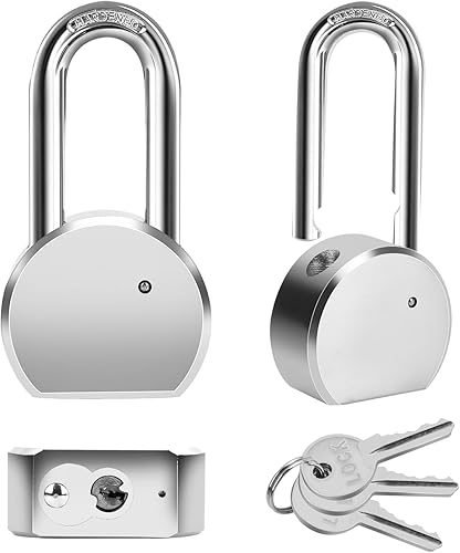 Miniatura 6 de BEVISKkki Paquete de 4 cerraduras resistentes, candado de alta seguridad, candados con igual llave, candado de grillete largo con 12 llaves para