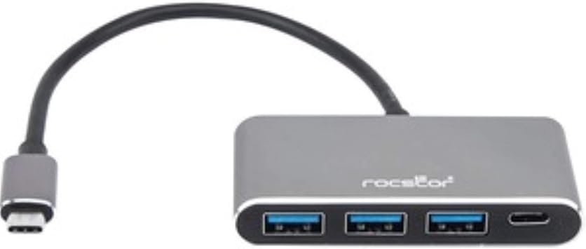 Y10A200-A1 Premium USB C Hub - 4 Port USB-C to USB-A 3X and USB-C 1x - Bus Powered USB Hub - Port Expander - USB Type C External 4 USB Ports, Aluminum Charcoal Grey