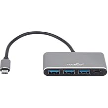 Rocstor Y10A200-A1 Premium USB C Hub - 4 Port USB-C to USB-A 3X and USB-C 1x - Bus Powered USB Hub - Port Expander - USB Type C External 4 USB Ports, Aluminum Charcoal Grey