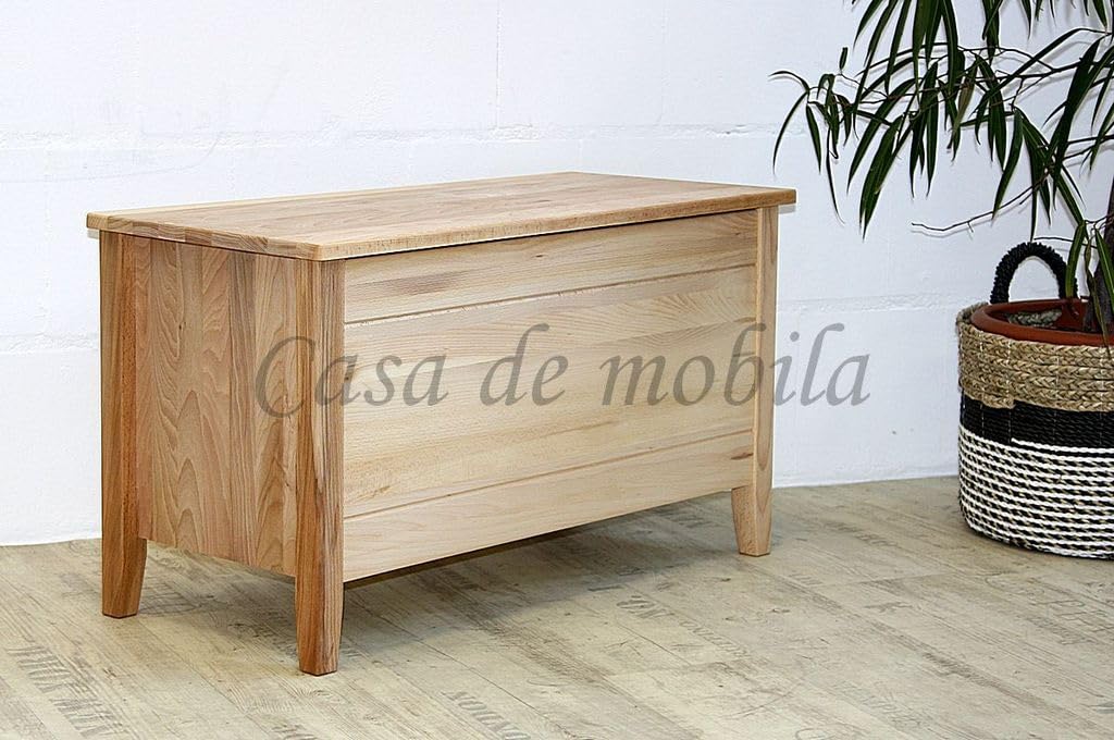 Massivholz Flachdeckeltruhe Truhe Anton 84x48x38cm Kernbuche massiv Natur geölt