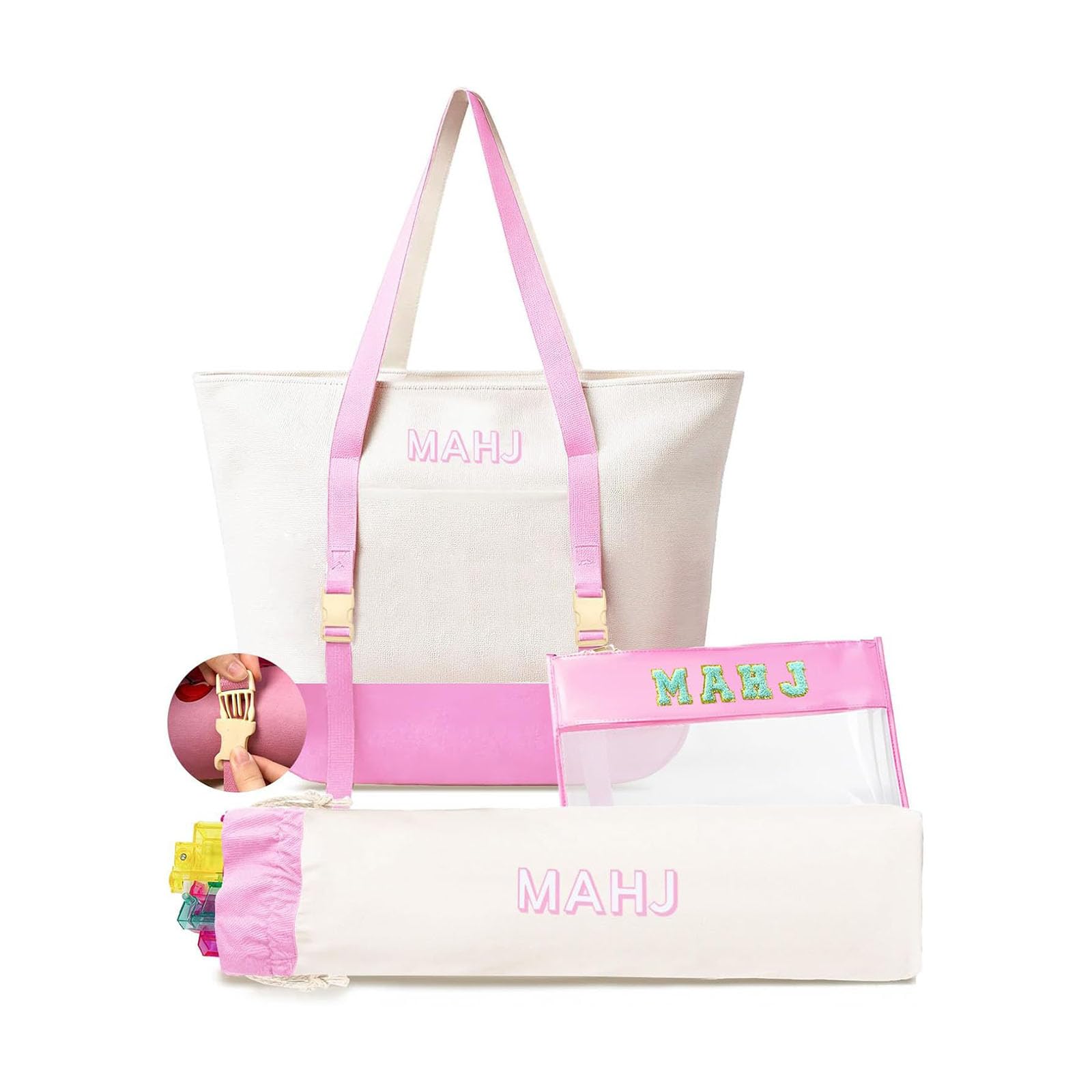 Tsophreniq Stylish Letter Design Mahjong Transport Bags Set of 3 Perfect for Parties and Trips Multipurpose Carryall