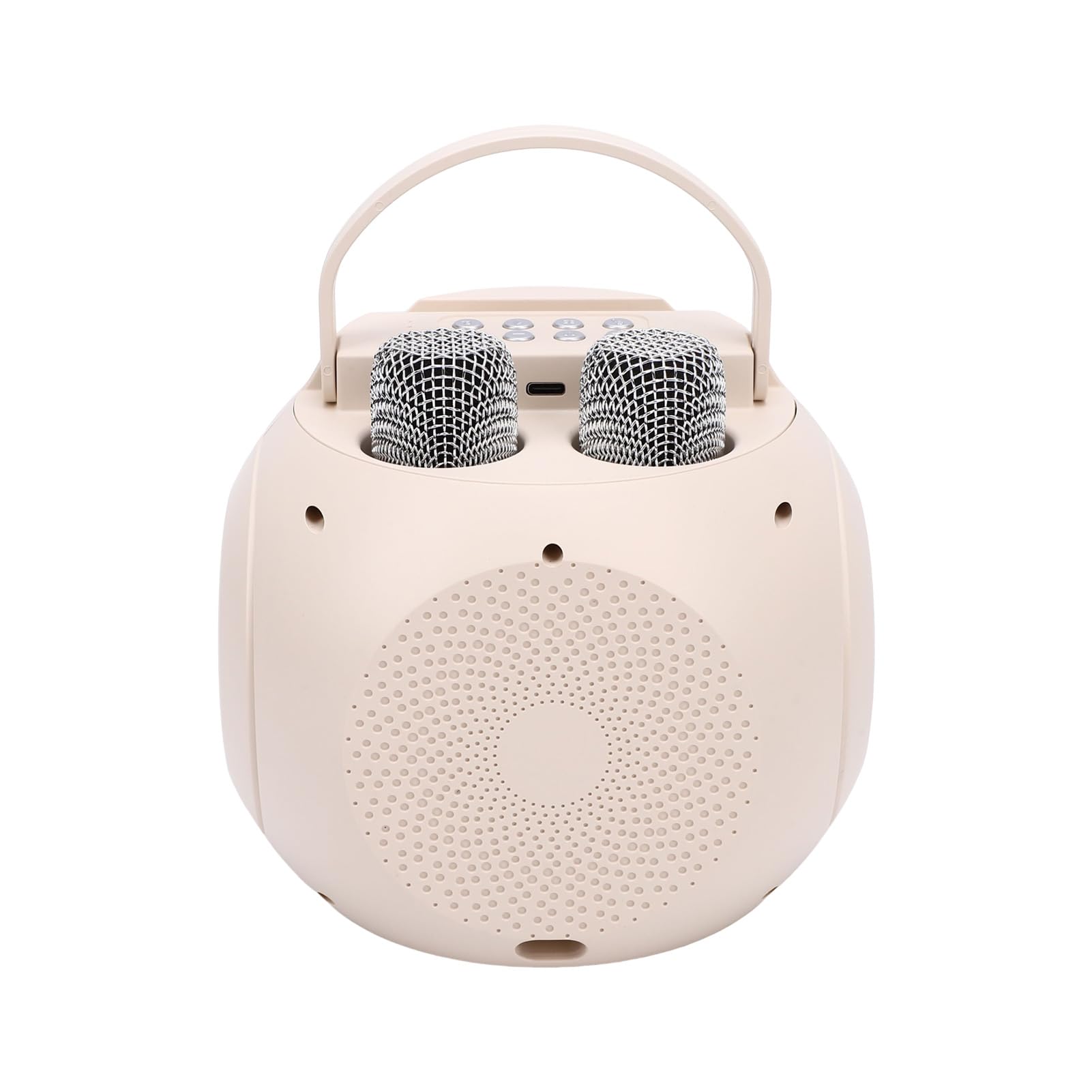 POENVFPO Macchina per Karaoke, Altoparlante Bluetooth con 2 Microfoni Wireless, Trasmissione 2.4G per Duetti, Regolazione Audio Integrata, Luci a LED, Design Compatto per Feste in Casa, (WHITE)