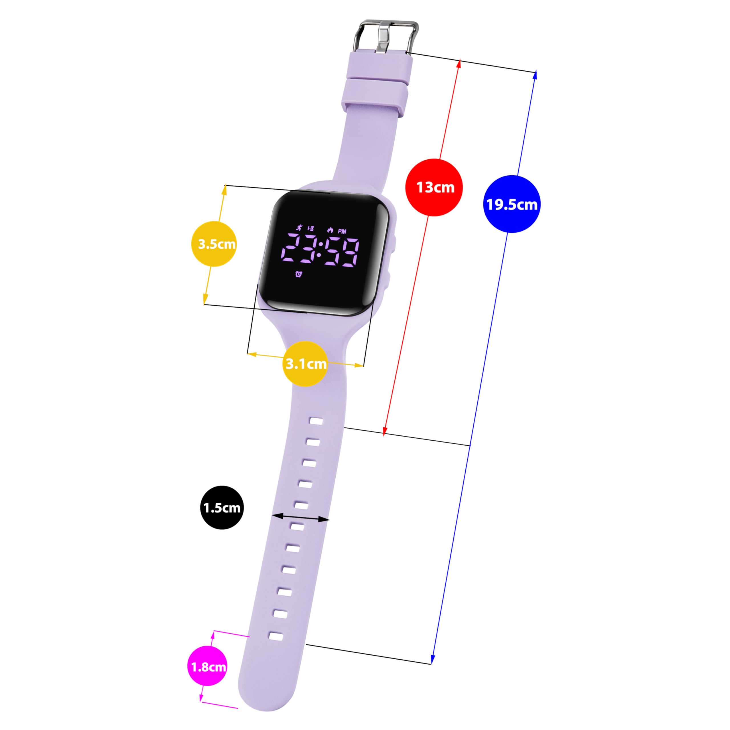 aswan watch Orologio Digitale Bambina Bambino con Contapassi,Calorie e Distanza senza App,Sveglia, Cronometro, Data, Luce-Orologio da polso Ragazza Ragazzo con Cinturino in Silicone