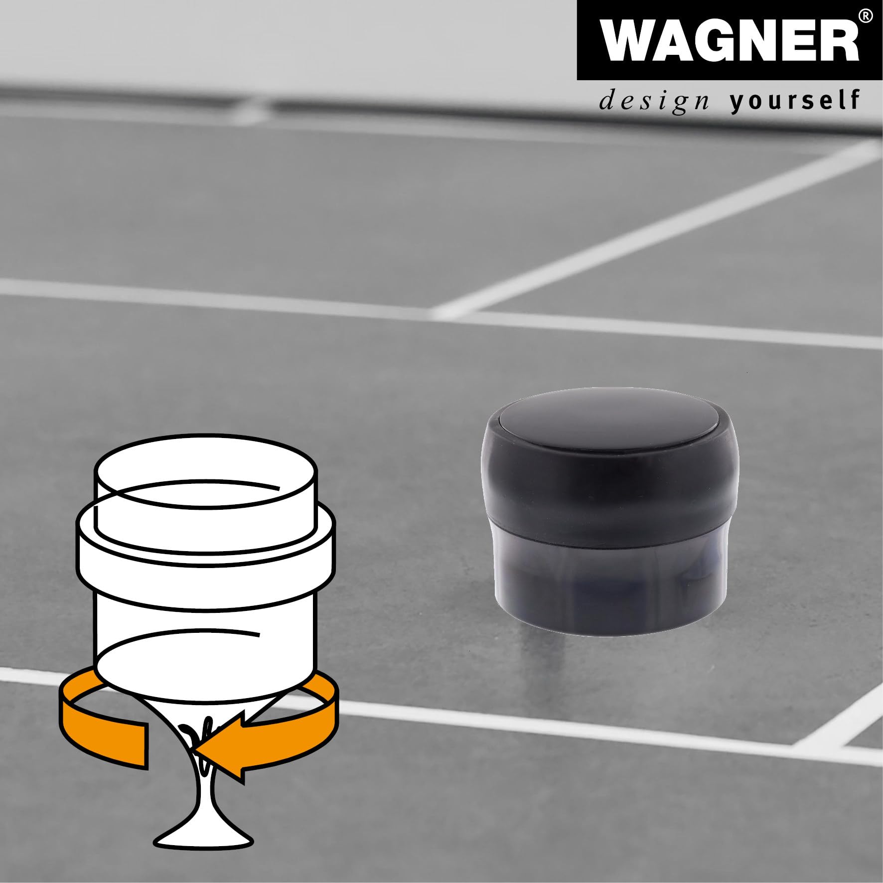 Wagner podłogowy stoper do drzwi Black Deluxe – Ø 40 x 30 mm, wysokiej jakości tworzywo sztuczne, wysoki połysk, czarny, samoprzylepny, możliwość usunięcia bez pozostawiania śladów - 15522511