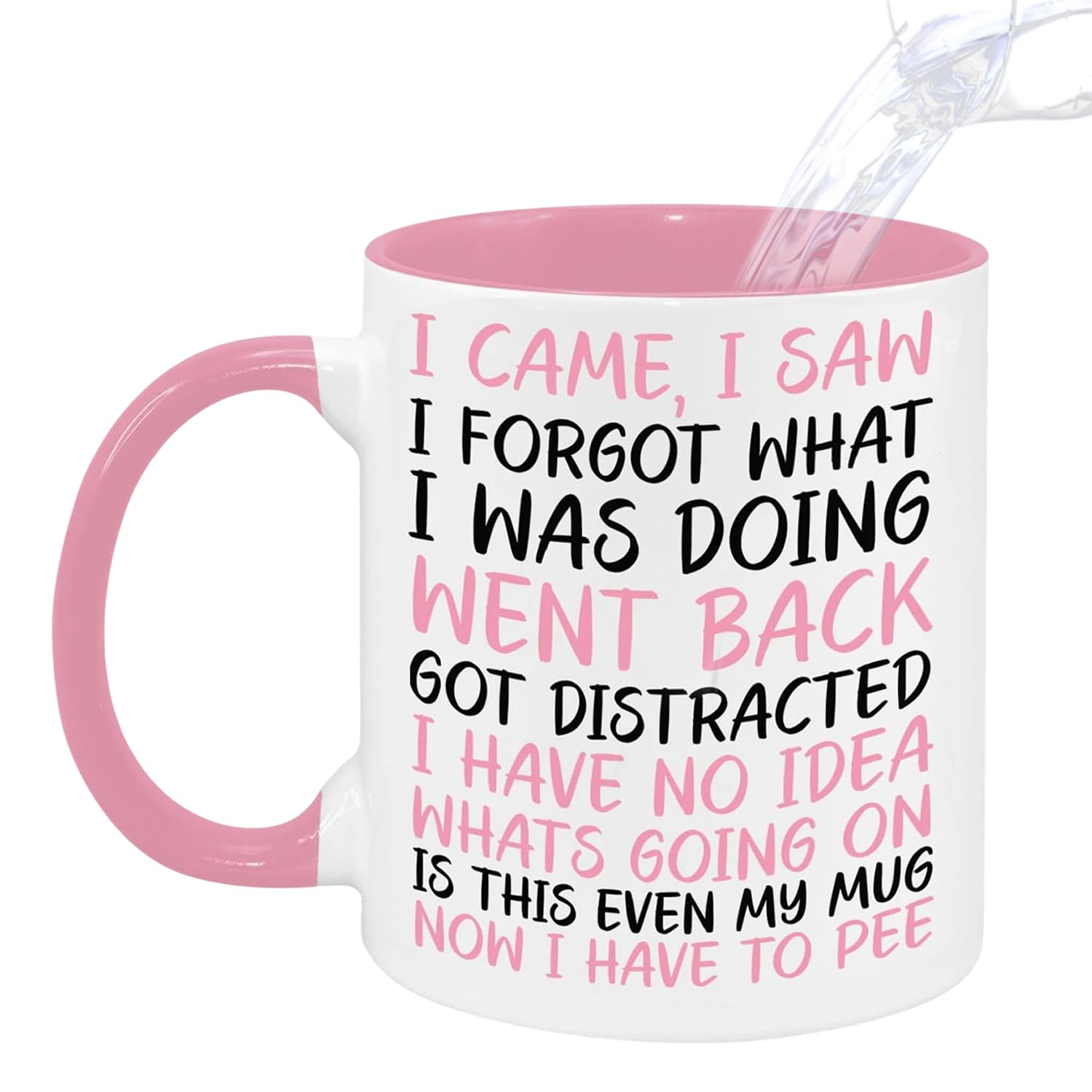 I Came I Saw I Forgot Funny Mugs for Men Presents Quirky Gifts for Women Novelty Mug Christmas Birthday Retirement Leaving Colleagues Funny Gifts Secret Santa Ceramic Coffee Mug 350ml Pink