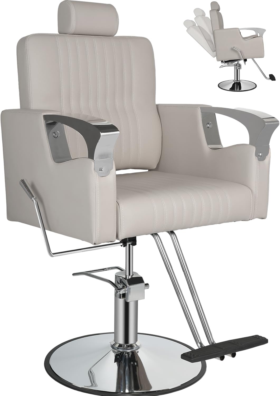 Black Reclining Salon Barber Chair with Hydraulic Pump, Adjustable Headrest, Hair Chair for Hair Stylist Spa Shampoo Chair for Barbershop Home, Beauty Salon, Spa or Tattoo Studio