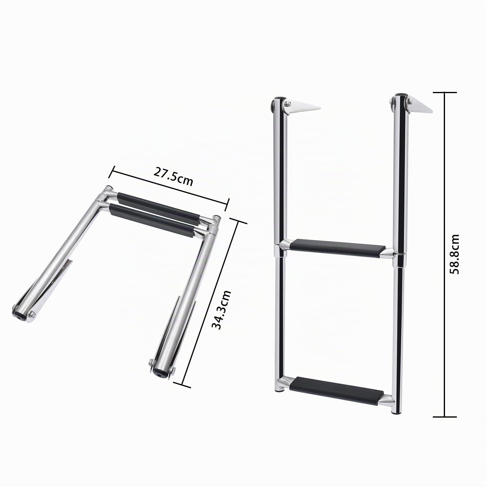 KAOLALI Escalera Telescópica para Barco Yate, Escalera de Barco Plegable de Acero Inoxidable(2 Escalones)