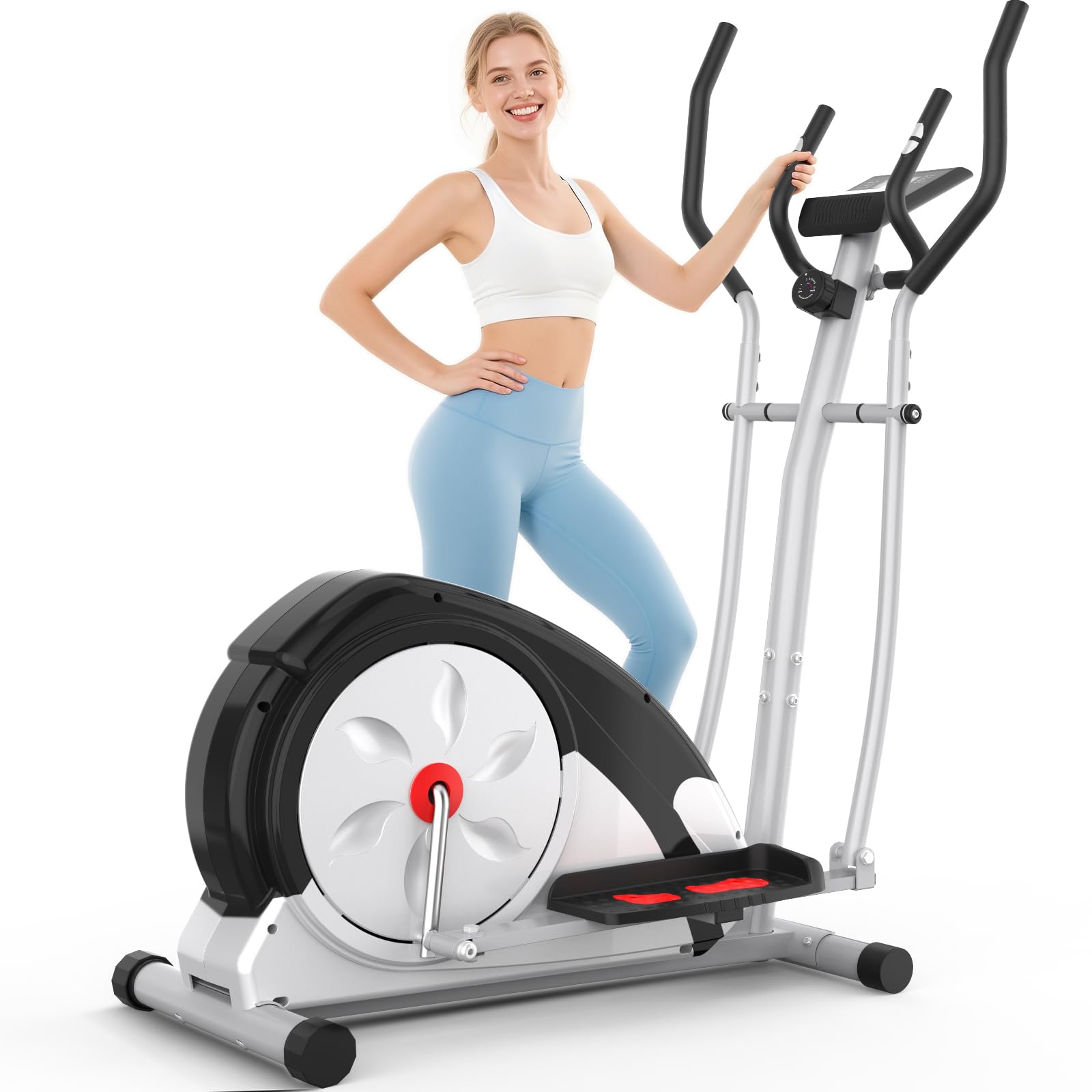ANCHEER Elliptical Exercise Machine for Home, Magnetic Elliptical Machine with 15.5" Stride, 500 LBS Capacity, Hyper-Quiet Elliptical Trainer, 8-Level Resistance, Real-Time Workout Tracking