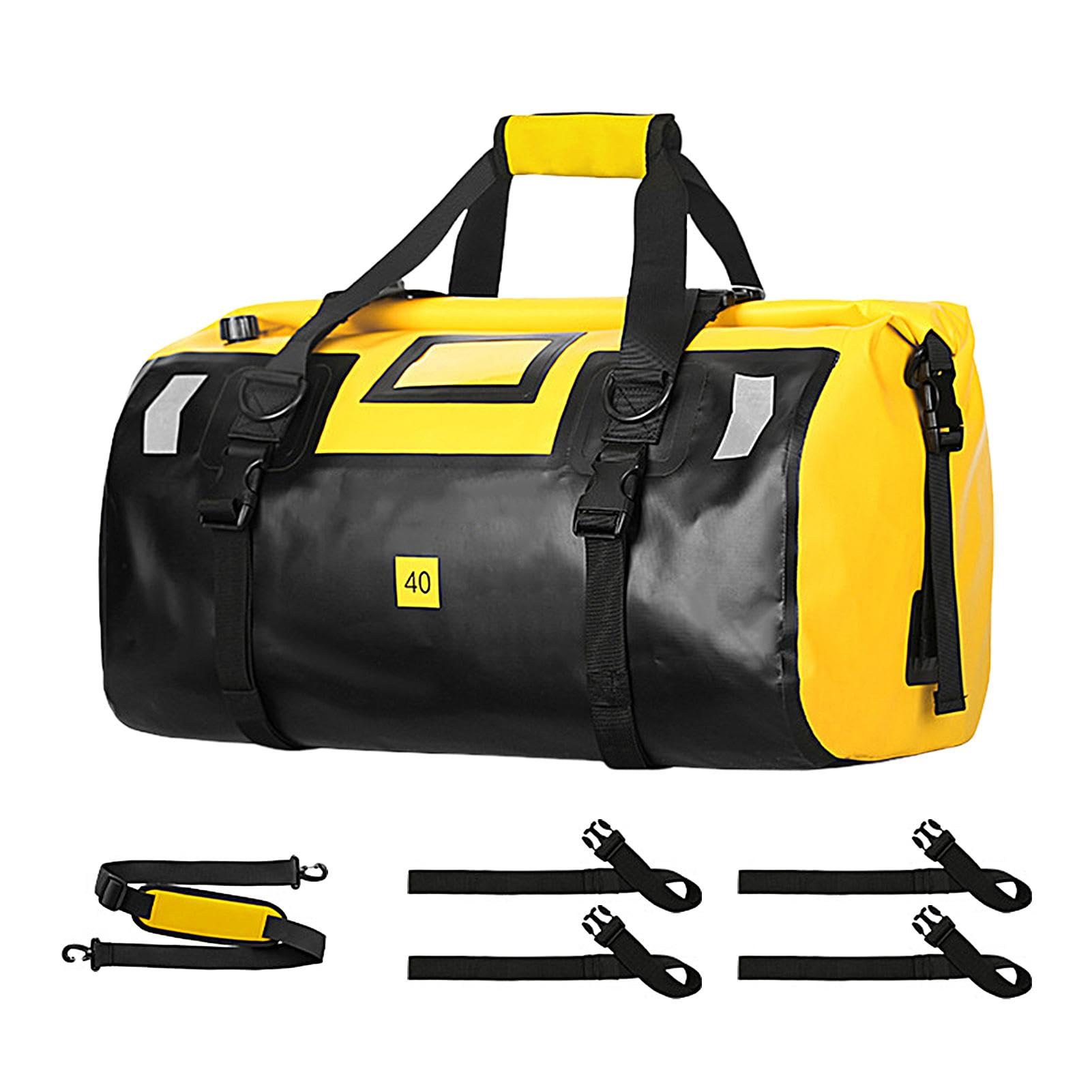 wasserdichte Motorradtasche, Motorrad-Trockentasche - 40L wasserdichter Trockenrucksack - Outdoor-Reisegepäck mit reflektierenden Streifen, trockene Reisetasche zum Schwimmen, Camping, Reisen