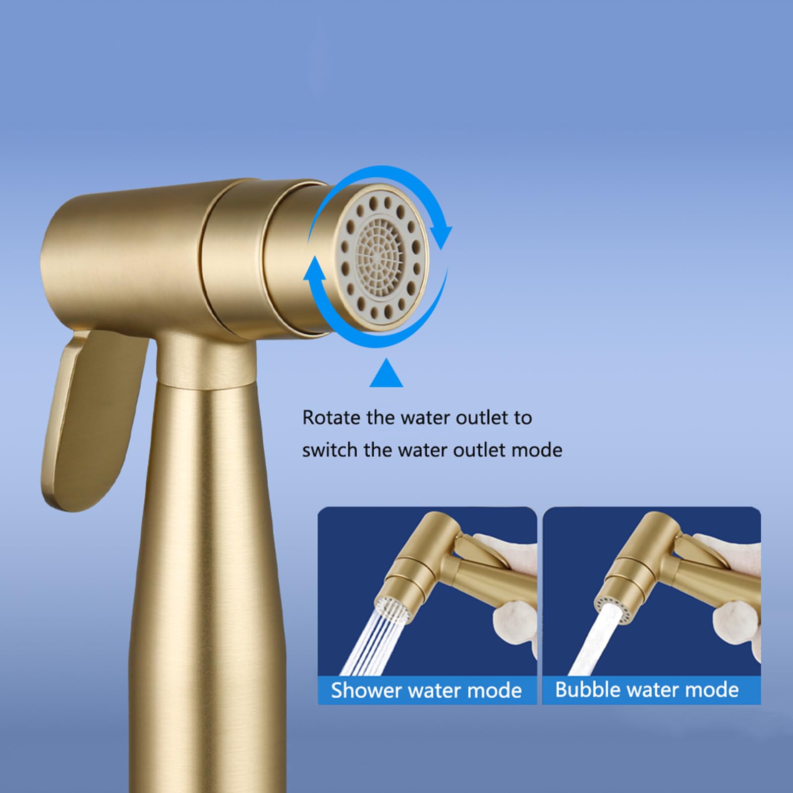 Spruzzatore a mano per bidet a doppia modalità per WC, con uscita dell'acqua regolabile, per igiene personale e pulizia, facile installazione, soluzione ecologica