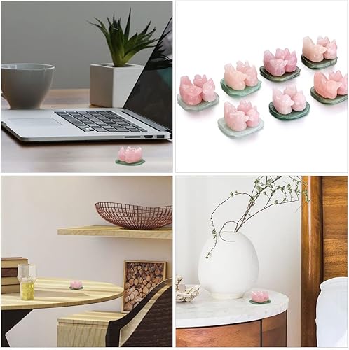 Miniatura 9 de FOMIYES Figuras de fengshui de cuarzo rosa natural diseño de mandarina pájaros de amor sobre hojas de loto de aventurina verde adorno para el día de