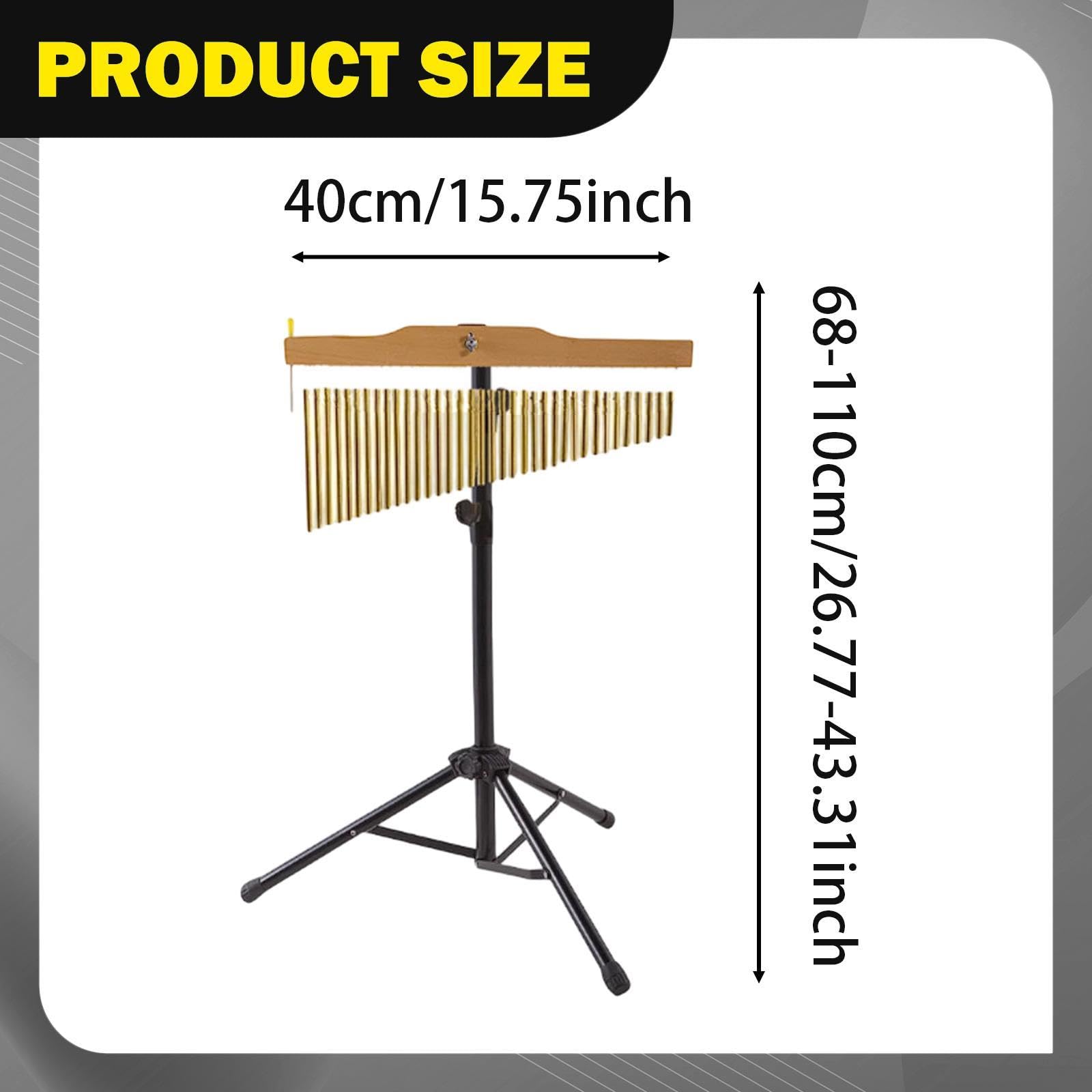 Campana Musical Chimes Percusión Instrumento con Barra Y Soporte Ajustable Material Resistente para Clase Práctica Personal Escenario Especia, Oro, 25 Notas
