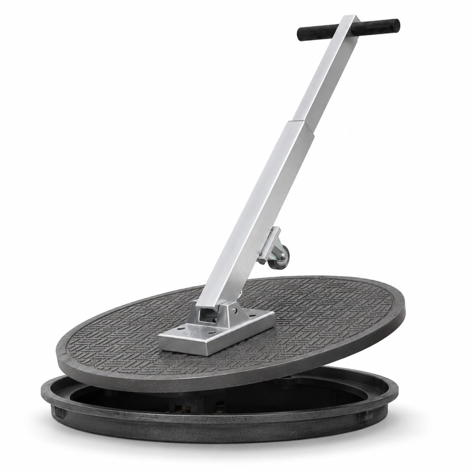 Sollevatore magnetico per tombini con ruote, forza di trazione 595 libbre | Estrattore per coperchi di tombini con maniglia telescopica, sollevamento magnetico da 270 kg per coperchi in ghisa