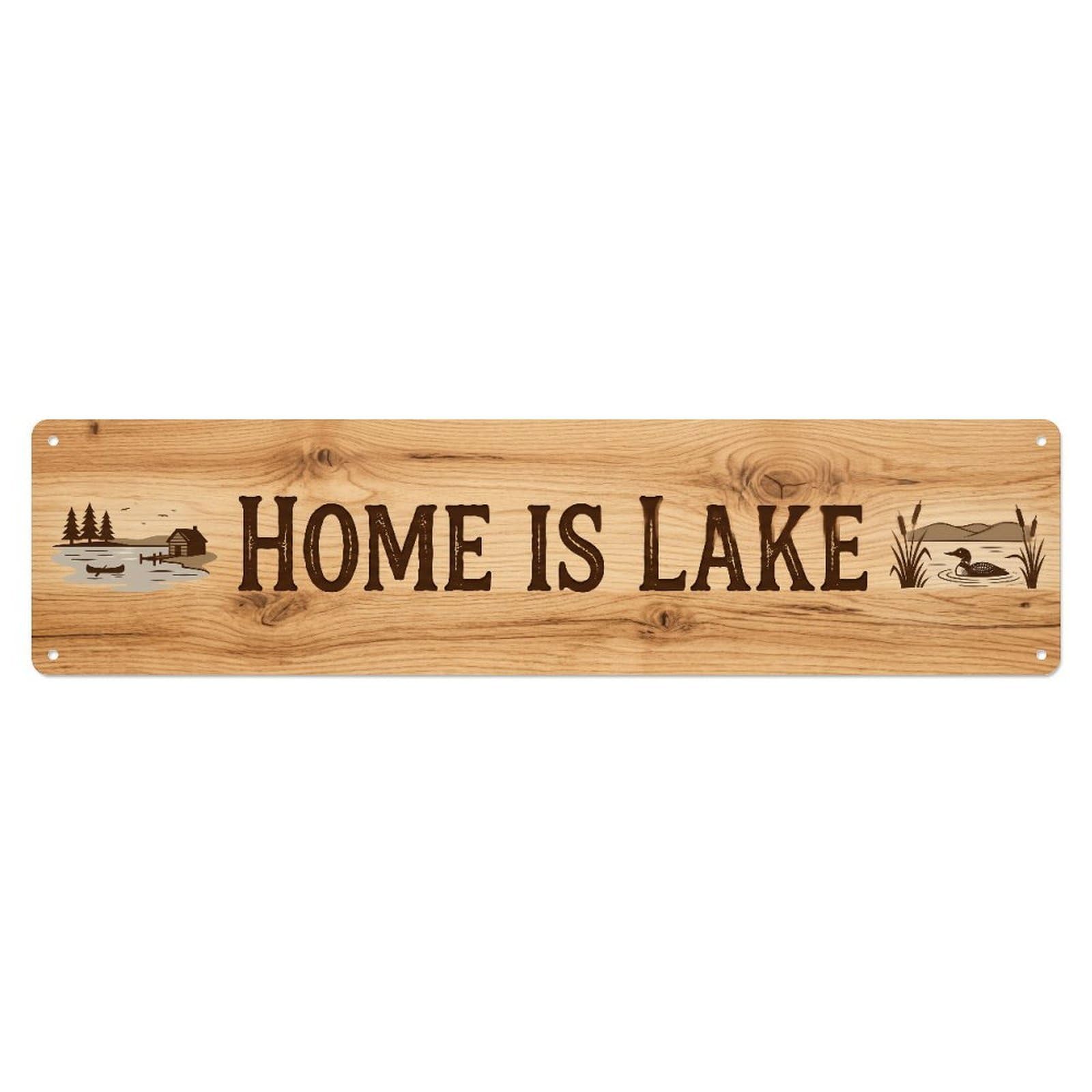 Home Is Lake Calm Waters Metal Tin Skinny Sign Plaque Wall Decor for Cafe, Club Bar, Office, Home Garden Metal Poster 4x16Inch