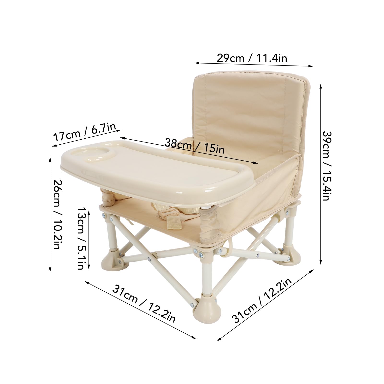 Chaise de bébé Portable, Siège d'appoint Pliable au Design Simple, Chaise Haute de Voyage avec Plateau pour Table à Manger, Camping, Plage, Tabouret d'extérieur pour Tout-petits