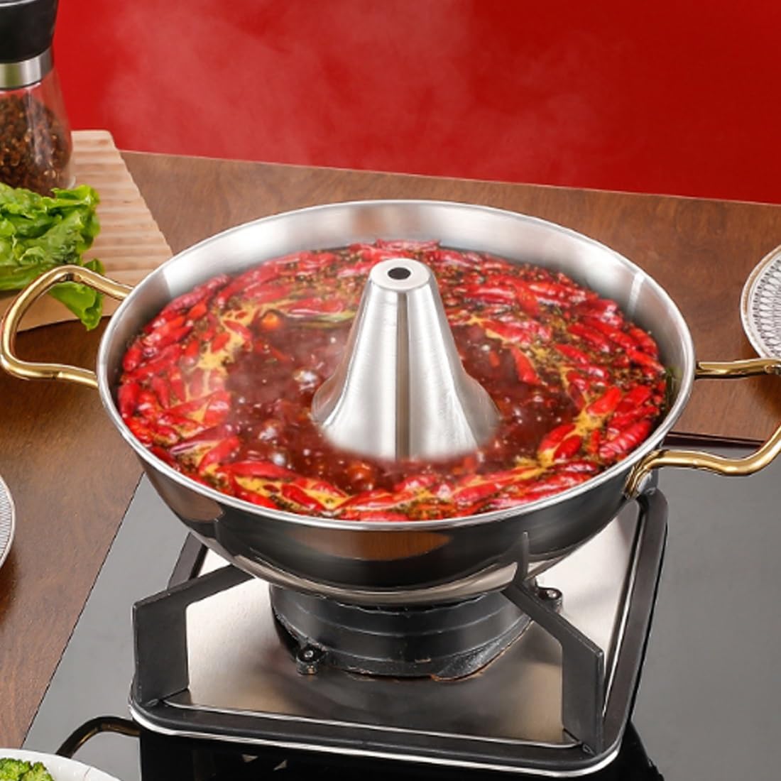 Olla de Acero Inoxidable, Olla Antiadherente con Tapa, 25 cm, Ideal para reuniones de 4-6 Personas, Comidas al Aire Libre, para Placas de inducción y cocinas de Gas