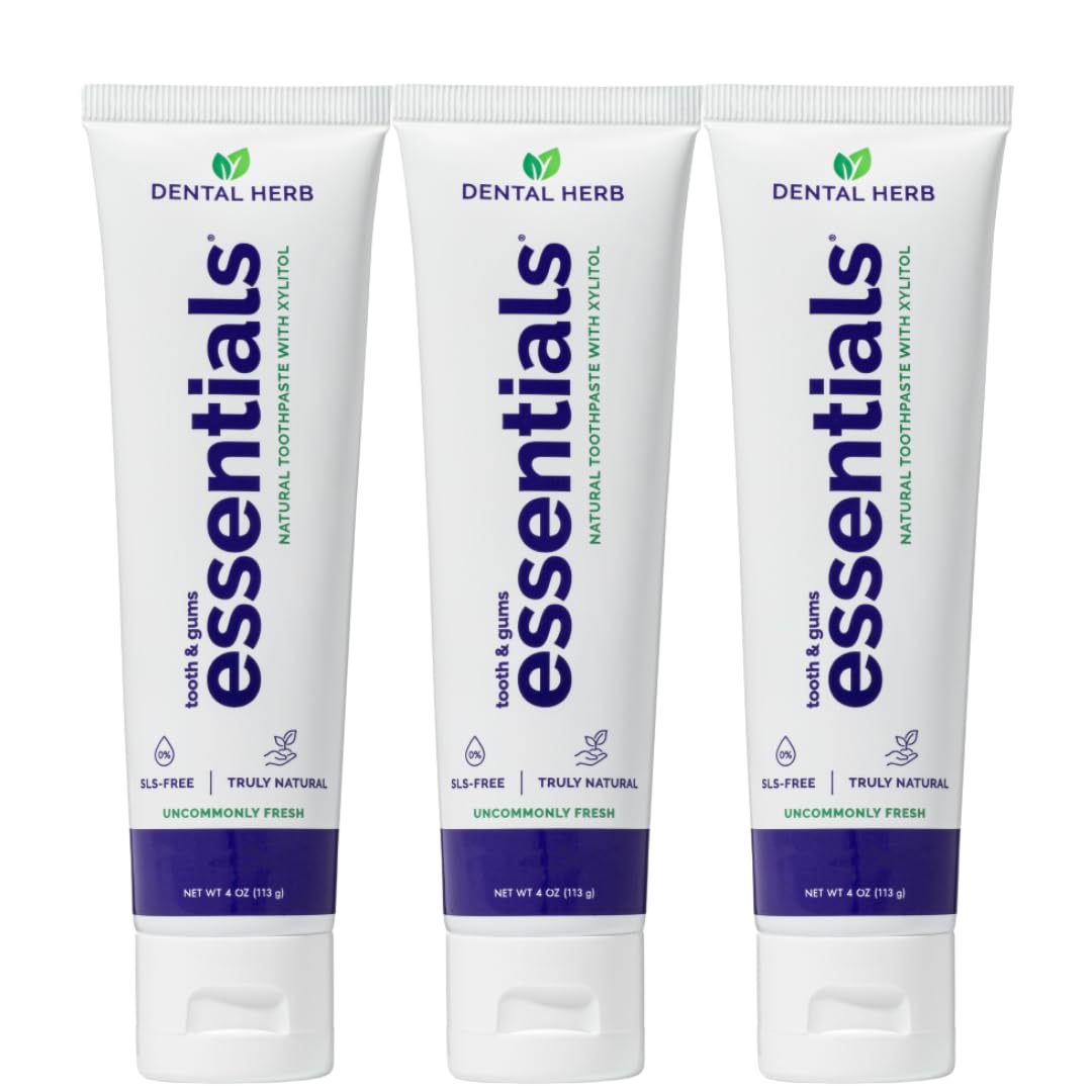 Essentials Toothpaste (4 oz.) Fluoride-Free & Antimicrobial for Whole Mouth Protection (3 Pack)