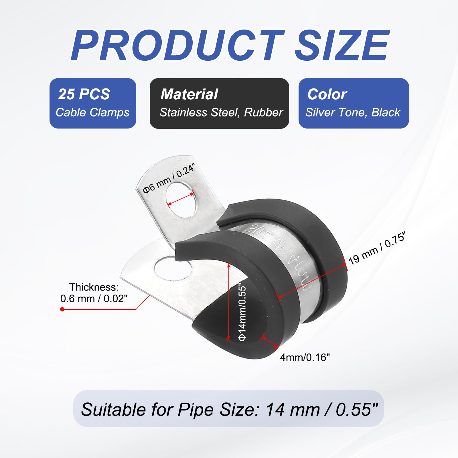 PATIKIL 14mm (5/9") Cable Clamps - Image 2