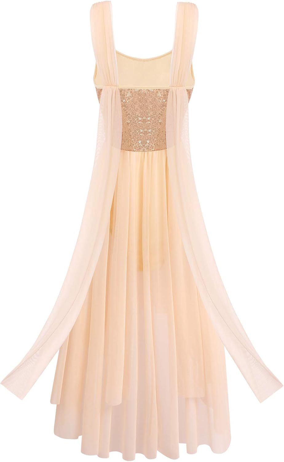 ODASDO Women Adult Lyrical Dance Dress Modern Contemporary Costume Sequins Mesh Tulle High Low Skirt Ballet Dancewear - Image 5