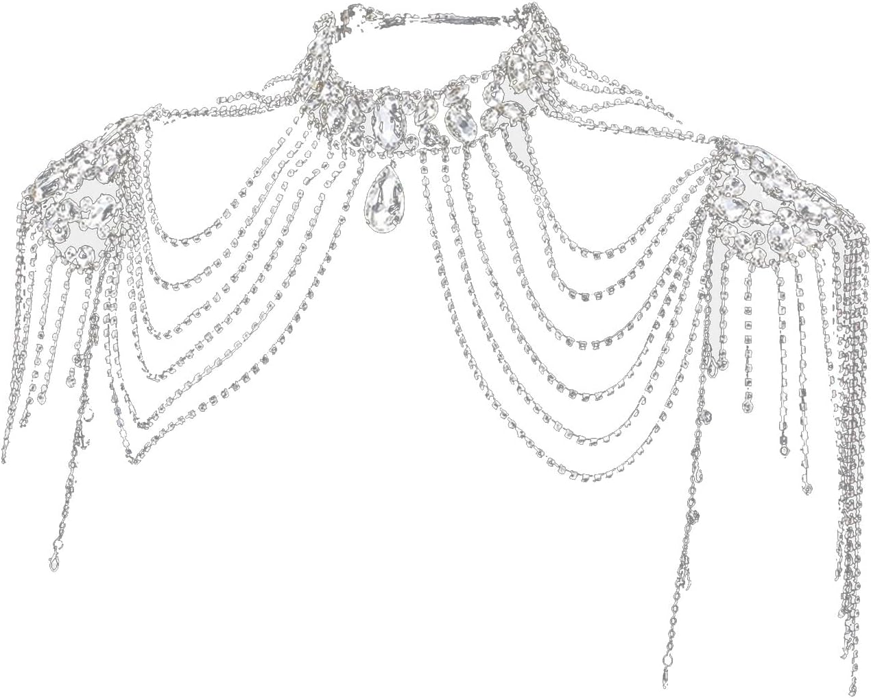 ファッションショルダーチェーンクリスタル合金ボディジュエリーエレガントなドレスの装飾肩の装飾 女性ブライダルボディチェーン