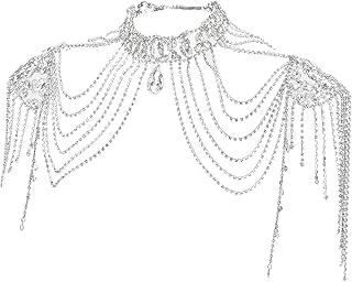 BLULILY Crystal Tassels Arm Chain Women Body Jewelry Multilayer Shoulder Body Jewelry Shoulder Chain Necklace for Any Occasion
