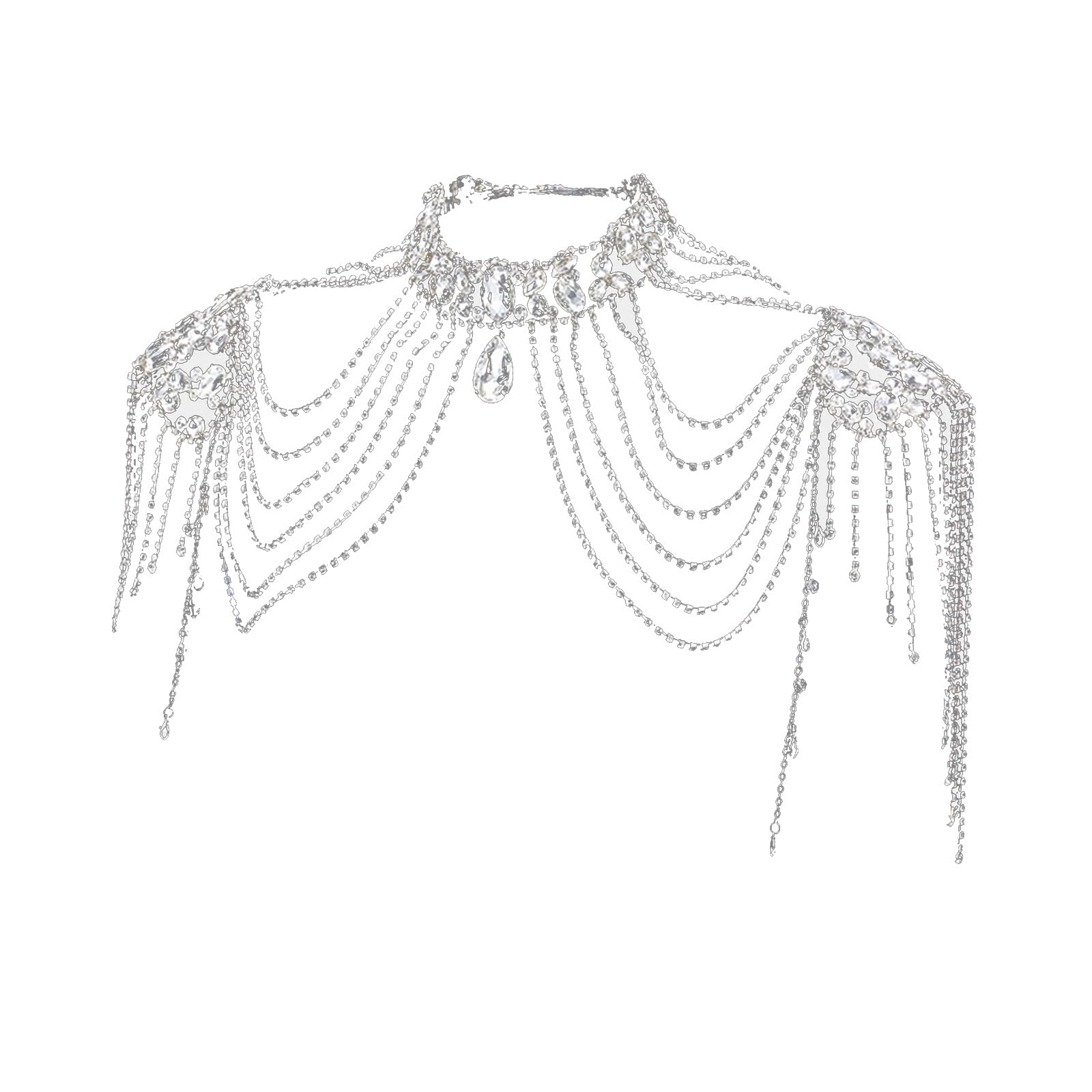Mehrschichtige Metall Schulterkette, verstellbarer Körperschmuck, Rückenkettenschmuck, verleiht Outfits Charme, geeignet für den Brautkörper von Frauen