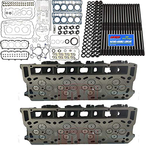 New Improved O'Ringed 6.0L Loaded Cylinder Head Pair [20mm] with OEM Head Gaskets, Mahle Full Gasket Set and ARP Studs - Fits Ford 6.0 Powerstroke Diesel 06-10 No Core (20MM) 