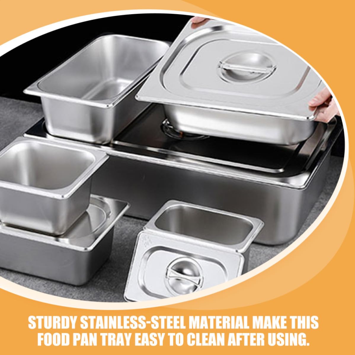 Luxshiny Set de Plateaux Buffet Rectangulaires Facile à Nettoyer et Maintien Fraîcheur Lot de 2 en Acier Inoxydable avec Couvercle pour Service en Restauration