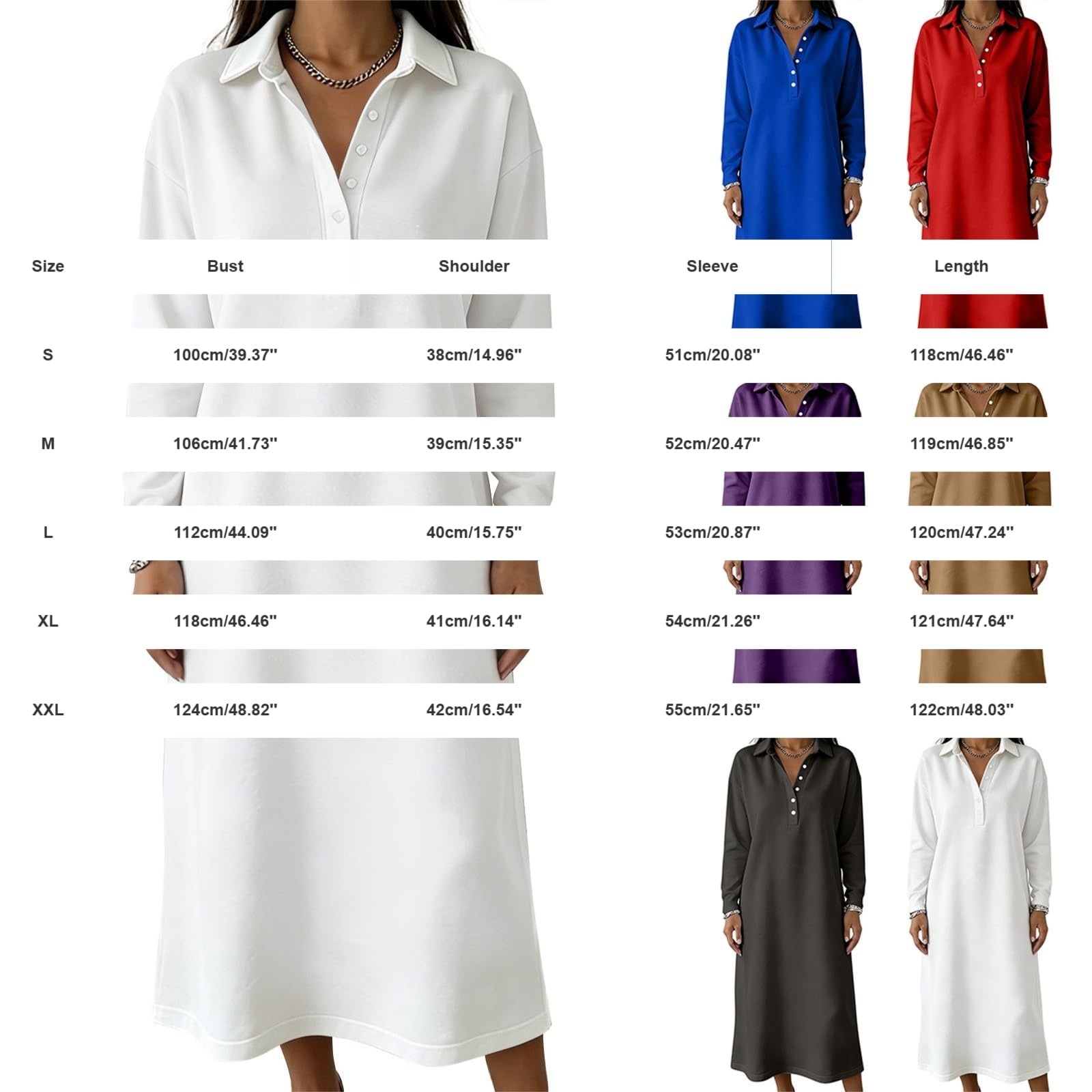 Vestito da donna a maniche lunghe, stile casual, per il tempo