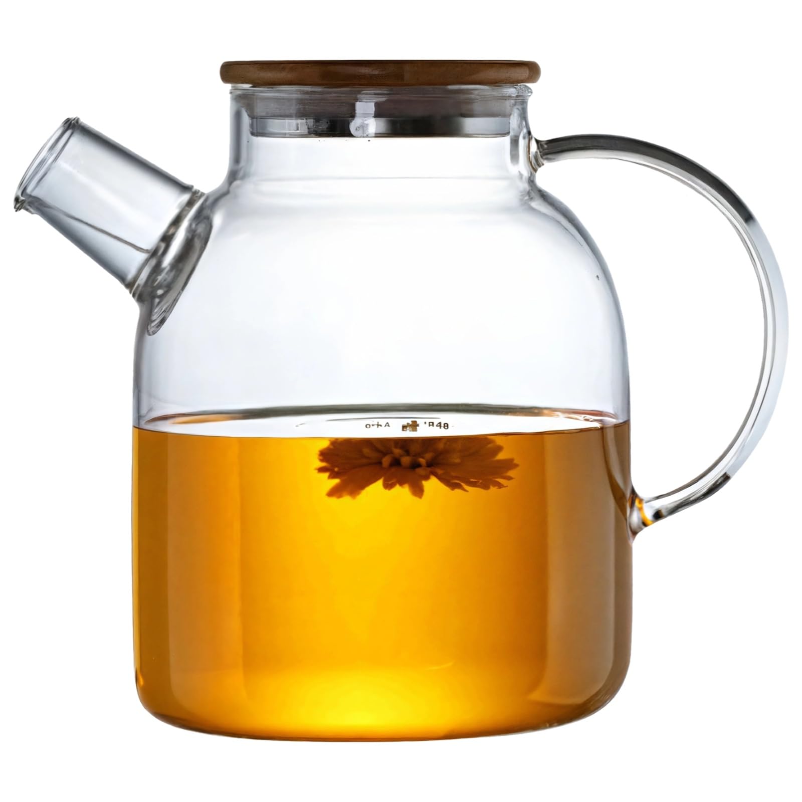 Glaskanne 1800ml mit Edelstahldeckel, hitzebeständiges Borosilikatglas für Tee, Saft und kaltes Wasser, schmaler Ausguss für leichtes Ausgießen