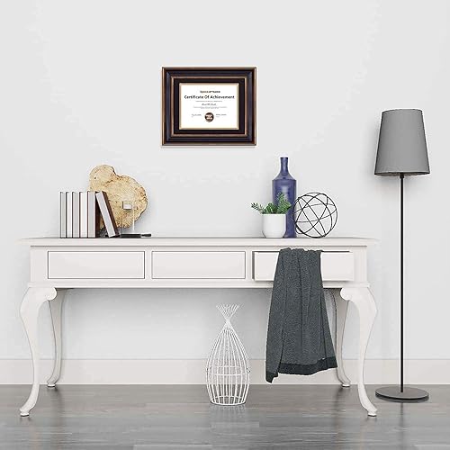 Miniatura 3 de Space Art Deco, Marco de diploma de 11 x 14 pulgadas con paspartú doble negro sobre dorado para colgar certificados y documentos de 8.5 x 11