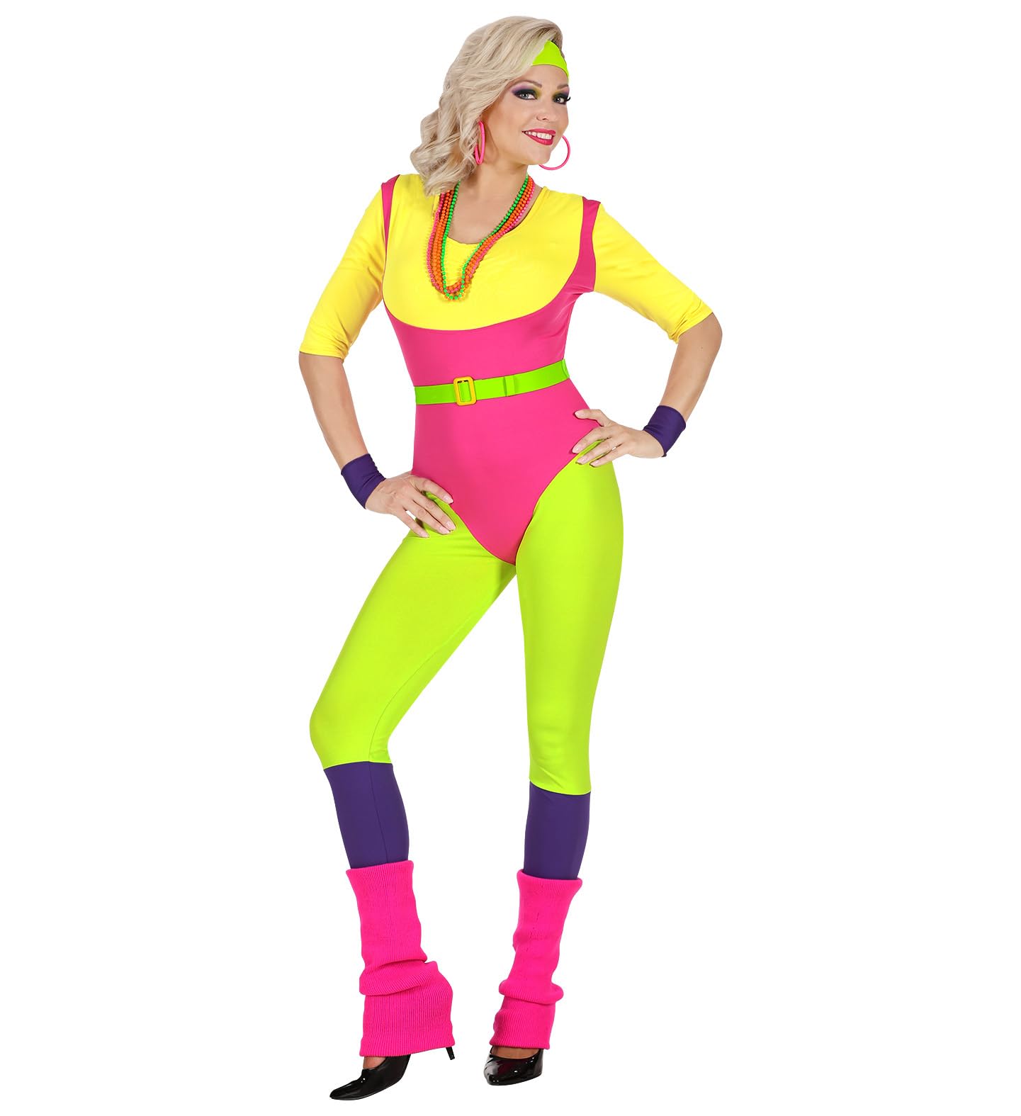 W WIDMANN MILANO Party Fashion - Kostüm 80er Jahre Aerobic Trainerin, Sportler, neon, Bad Taste Outfit