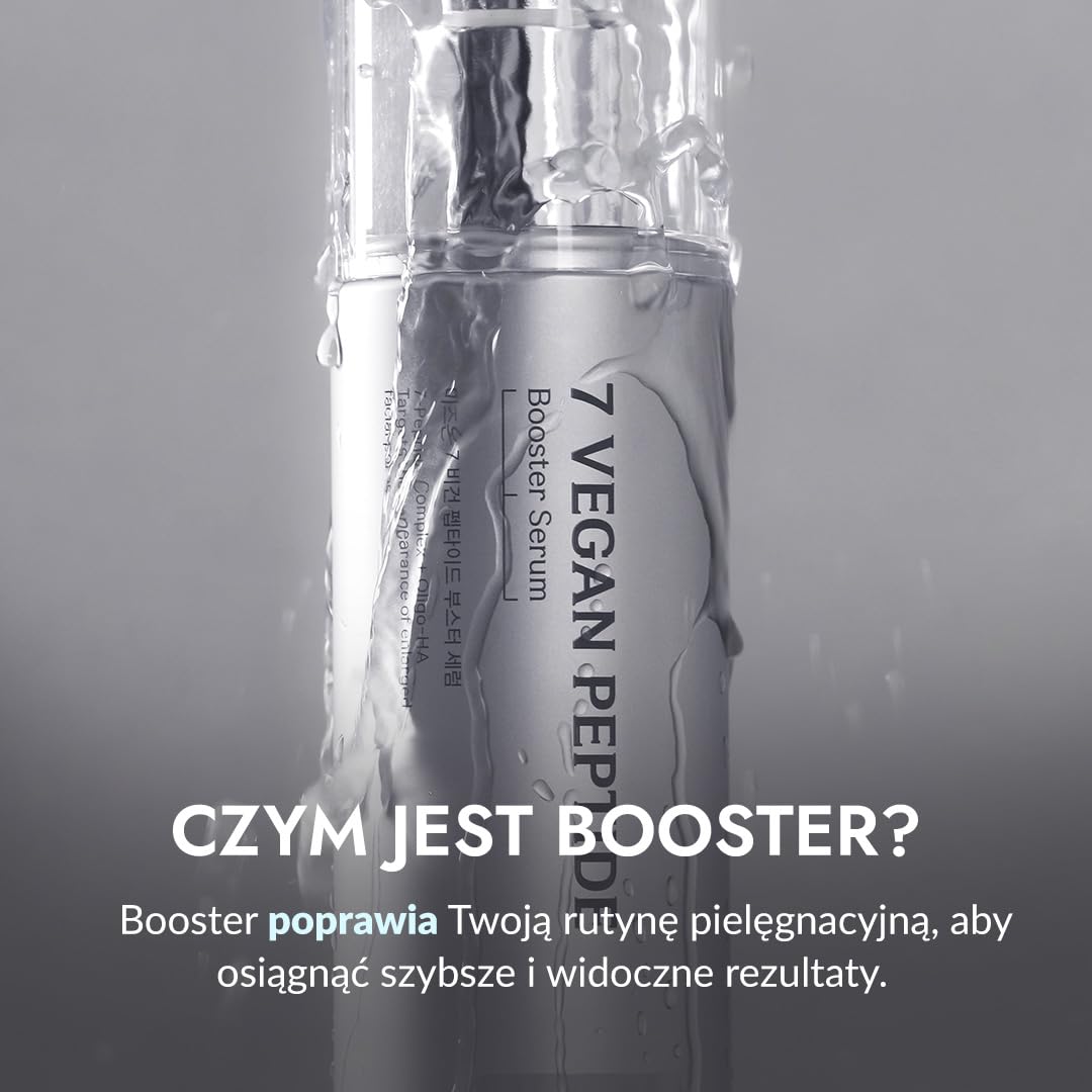 BOOSTER SERUM Z 7 PEPTYDAMI 150ML – Serum Potęgujący, Natychmiastowy Blask Glass Skin, Wygładzenie Porów, Długotrwałe Nawilżenie, Koreanska Kosmetyka Wegan
