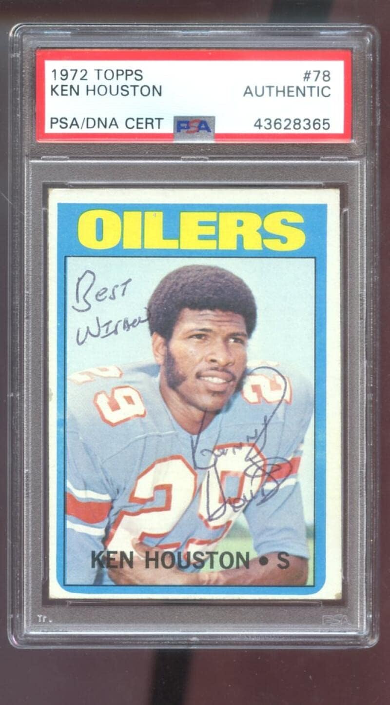 1972 Topps #78 Ken Houston AUTO SIGNED Autograph Autographed Card PSA PSA/DNA Football NFL COA Oilers