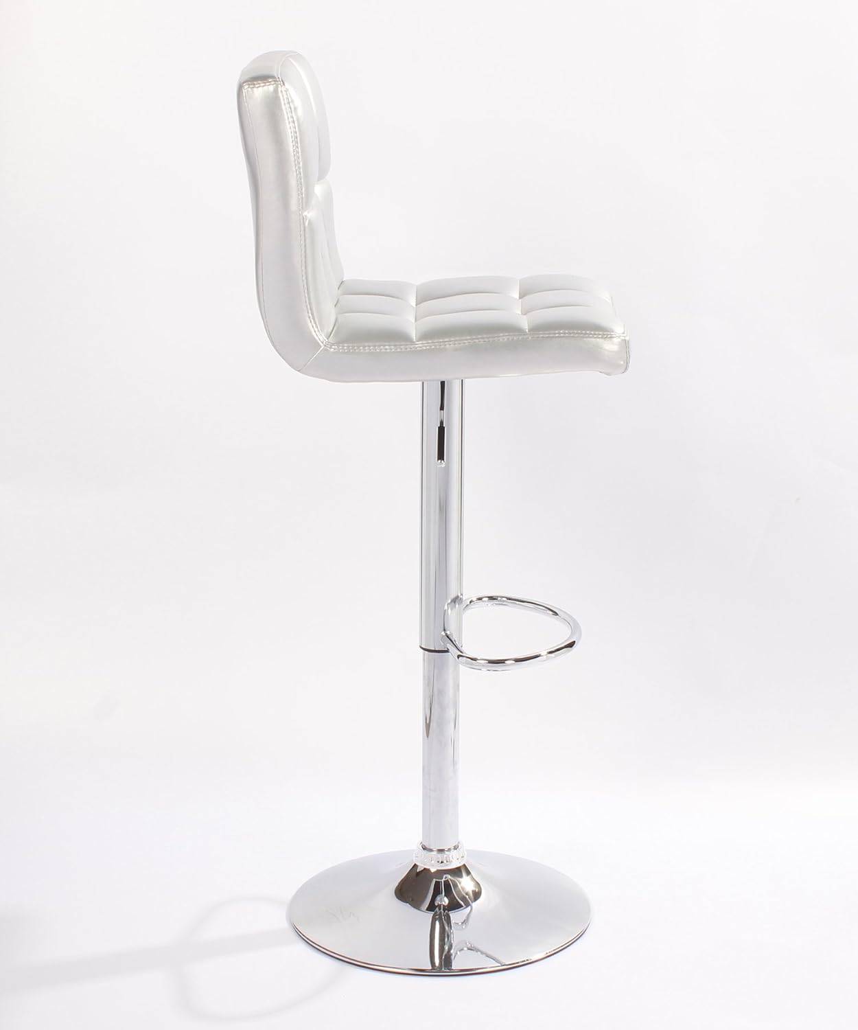 2 x PU Leather Hydraulic Lift Adjustable Counter Bar Stool Dining Chair Silver -Pack of 2 (150) Made By jersey seating
