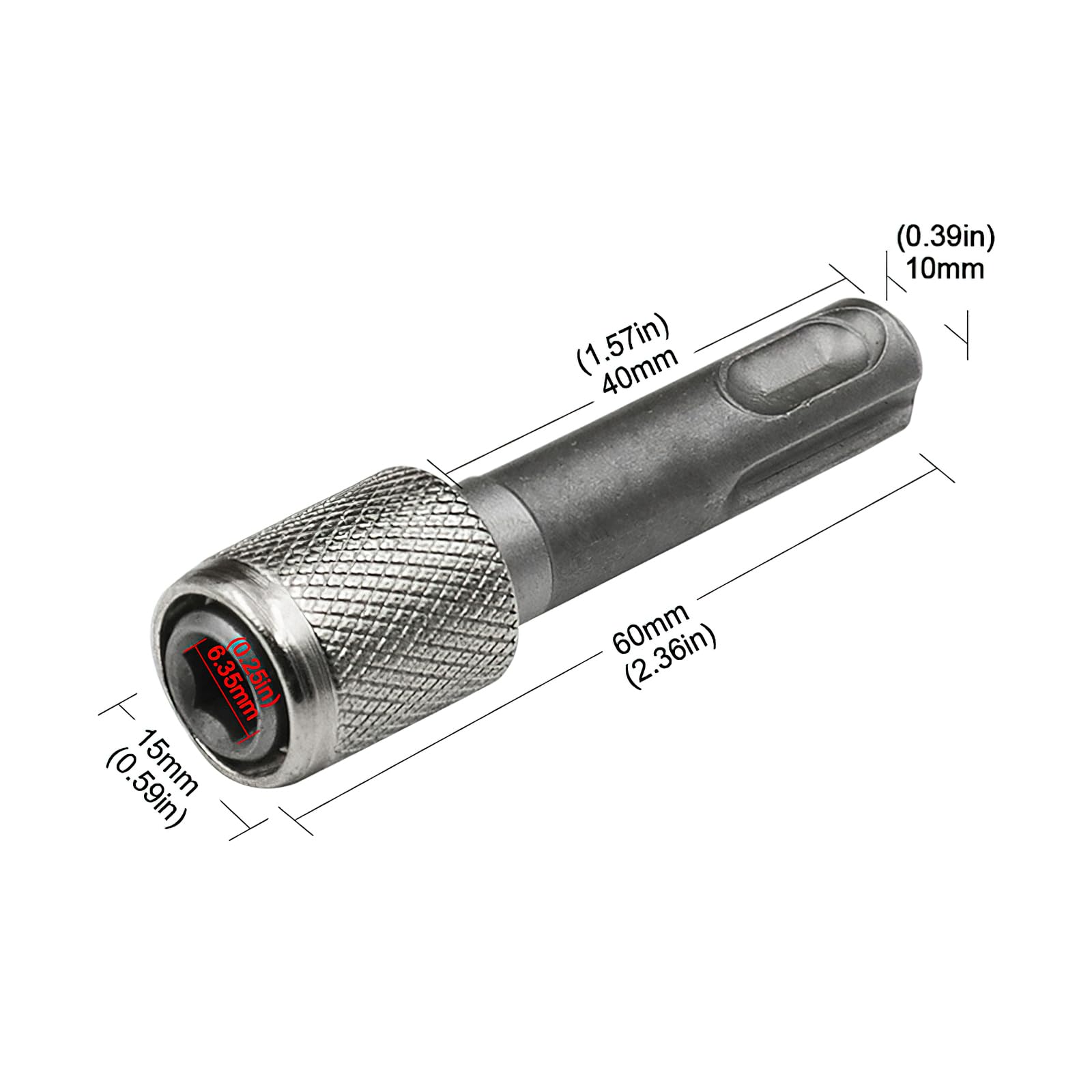 2 Pezzi Adattatore SDS Plus A 6.35mm (1/4') - Convertitore Per Punte Esagonali, Acciaio Temprato - Foto 8