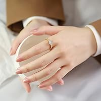 Vista 6 de Personalized Matching Promise Rings for Couples Stainless Steel Gold Wedding Ring Set for Him and Her Tungsten Custom Engraved Couple Rings with