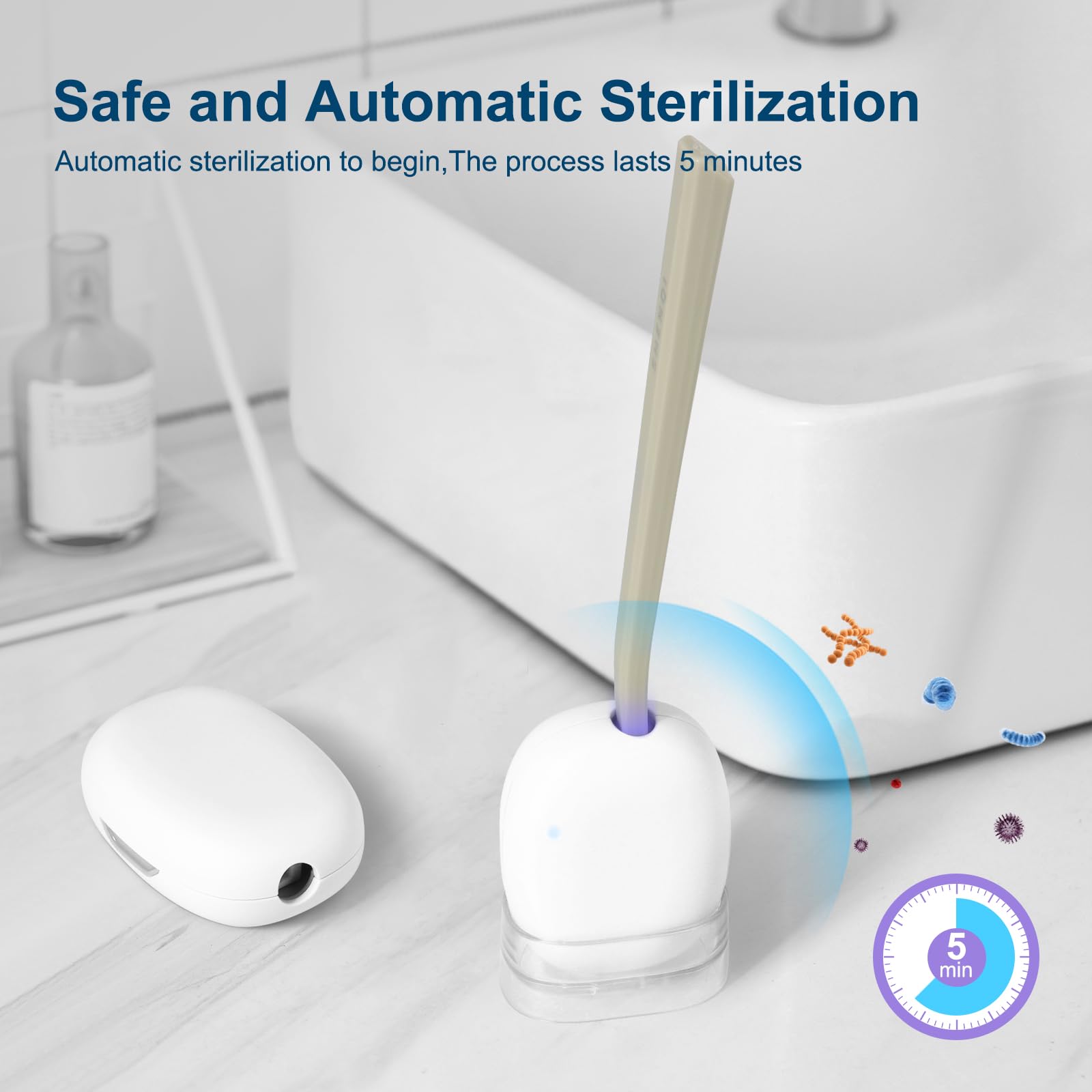 Custodia per spazzolino disinfettante UV, copertura per spazzolino ricaricabile sterilizzante per casa e viaggi, mini sterilizzatore portatile per spazzolino da denti adatto a tutti gli