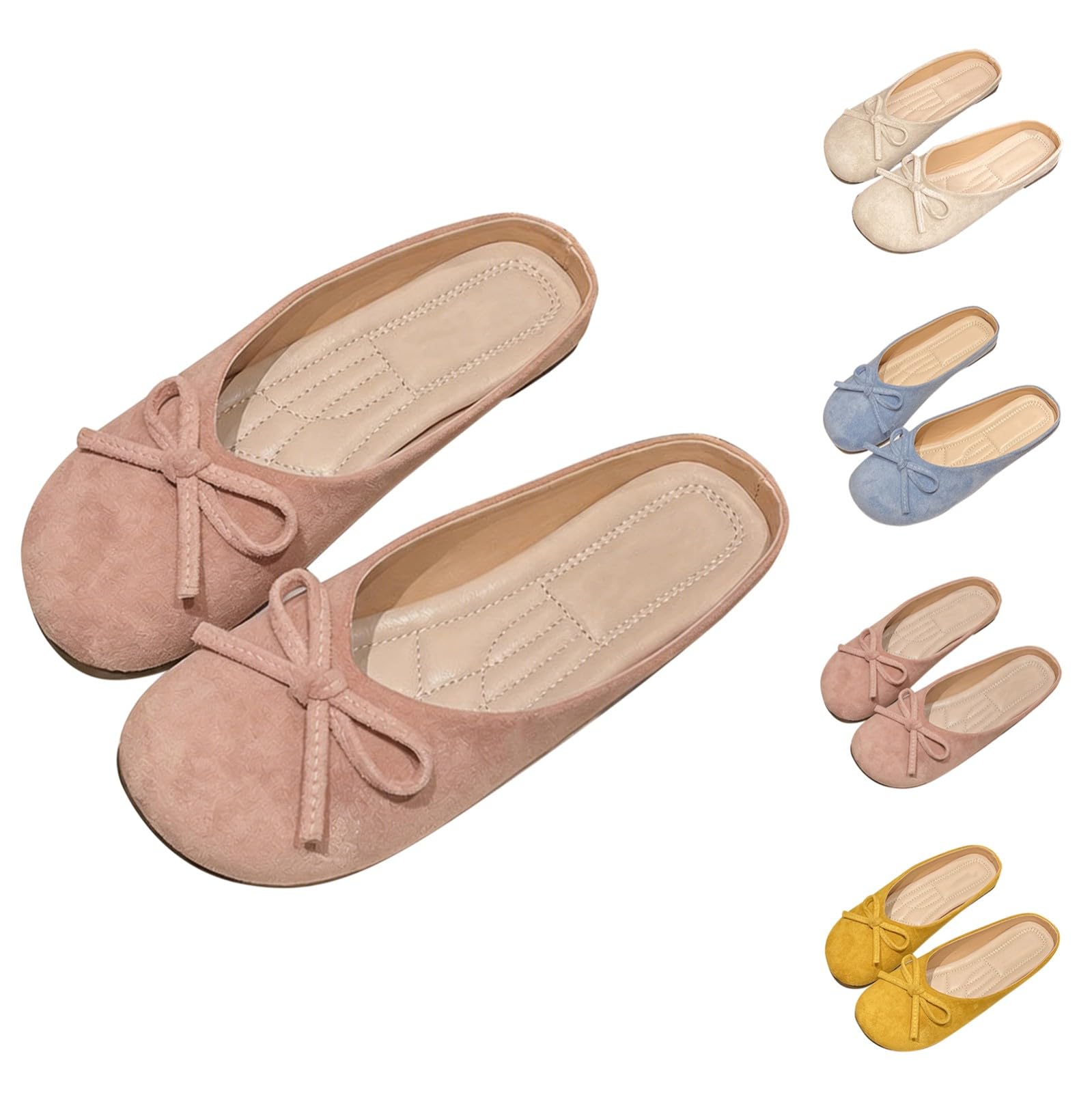Zapatos de ballet clásicos con lazo para mujer, informales, planos, para uso diario elegante y cómodos trajes de oficina en interiores